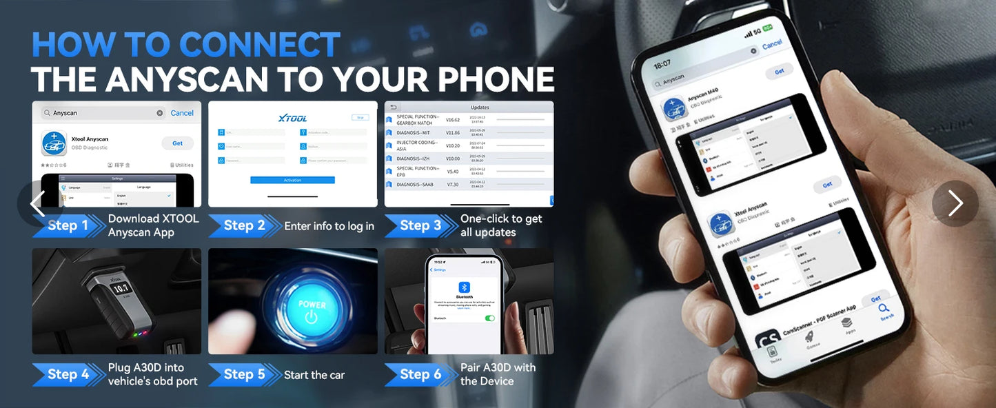 XTOOL Anyscan A30D Wireless automotive Scanner Lifetime Free Update Bidirectional Car OBD2 Code Reader with 19 Resets FCA CAN FD