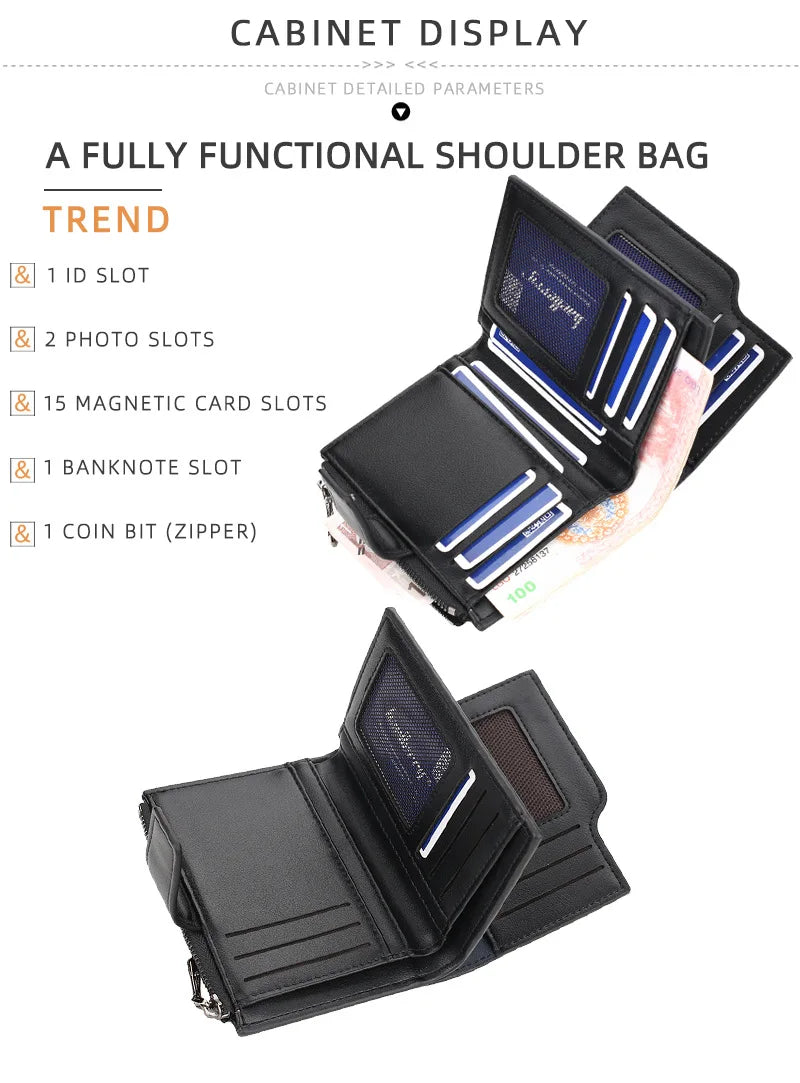Personalized Photo Name Wallet for Men And Women PU Leather Short Tri-fold Zipper Coin Pocket Retro High Capacity Purse Gift