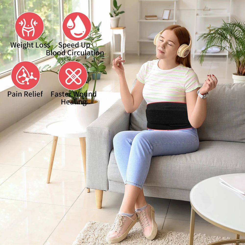 Red Light Therapy Pad for Waist Leg Arm Knee Feet Pain Relief 660nm 850nm Near Infrared Light Therapy Wrap with Elastic Strap