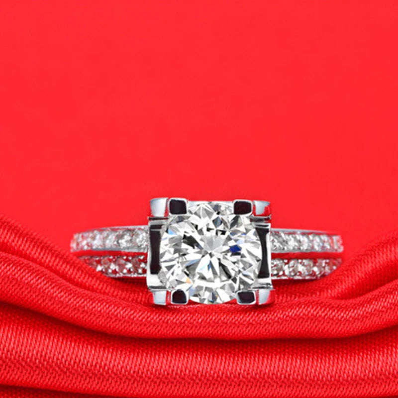 OXTAO Classic Engagement Ring 925 Sterling Silver Cubic Zirconia Engagement Promise Wedding Band Ring Jewelry Wedding Gift