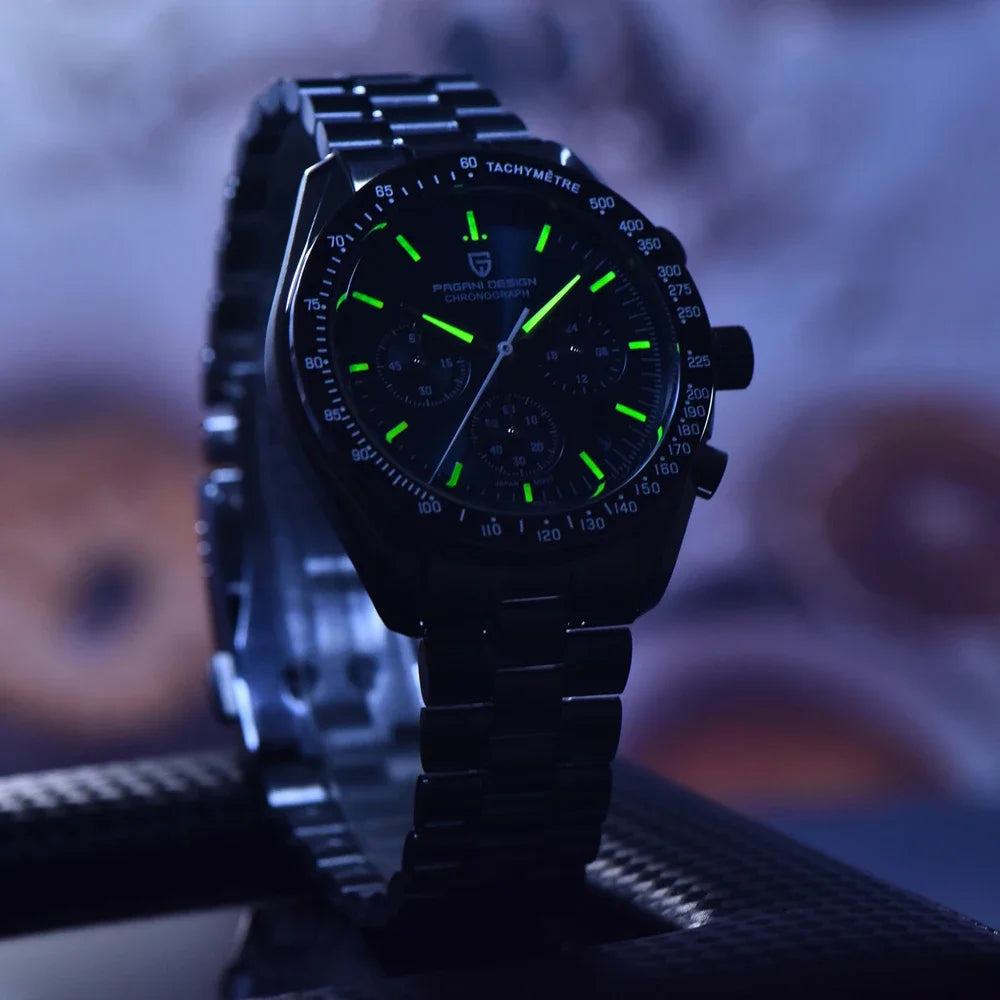 2026 New PAGANI DESIGN V6 Moon Men's Watcher Chronograph Quartz Watch Men Luxury AR Sapphire Ceramic Bezel Waterproof Luminous