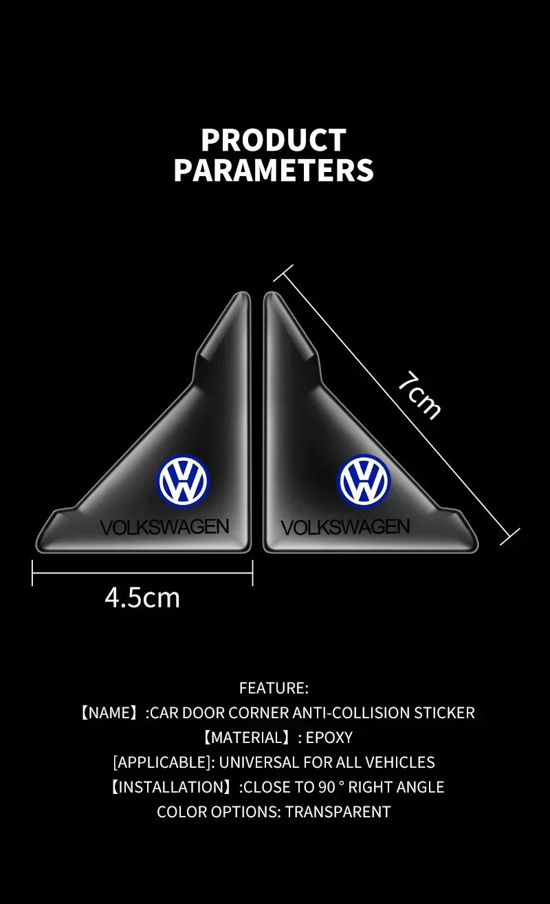 2PCS Transparent Car Door Corner Protector Covers Edge Guard Anti-Collision Scratch For Volkswagen Golf Polo TDI R32 MK4 GTI