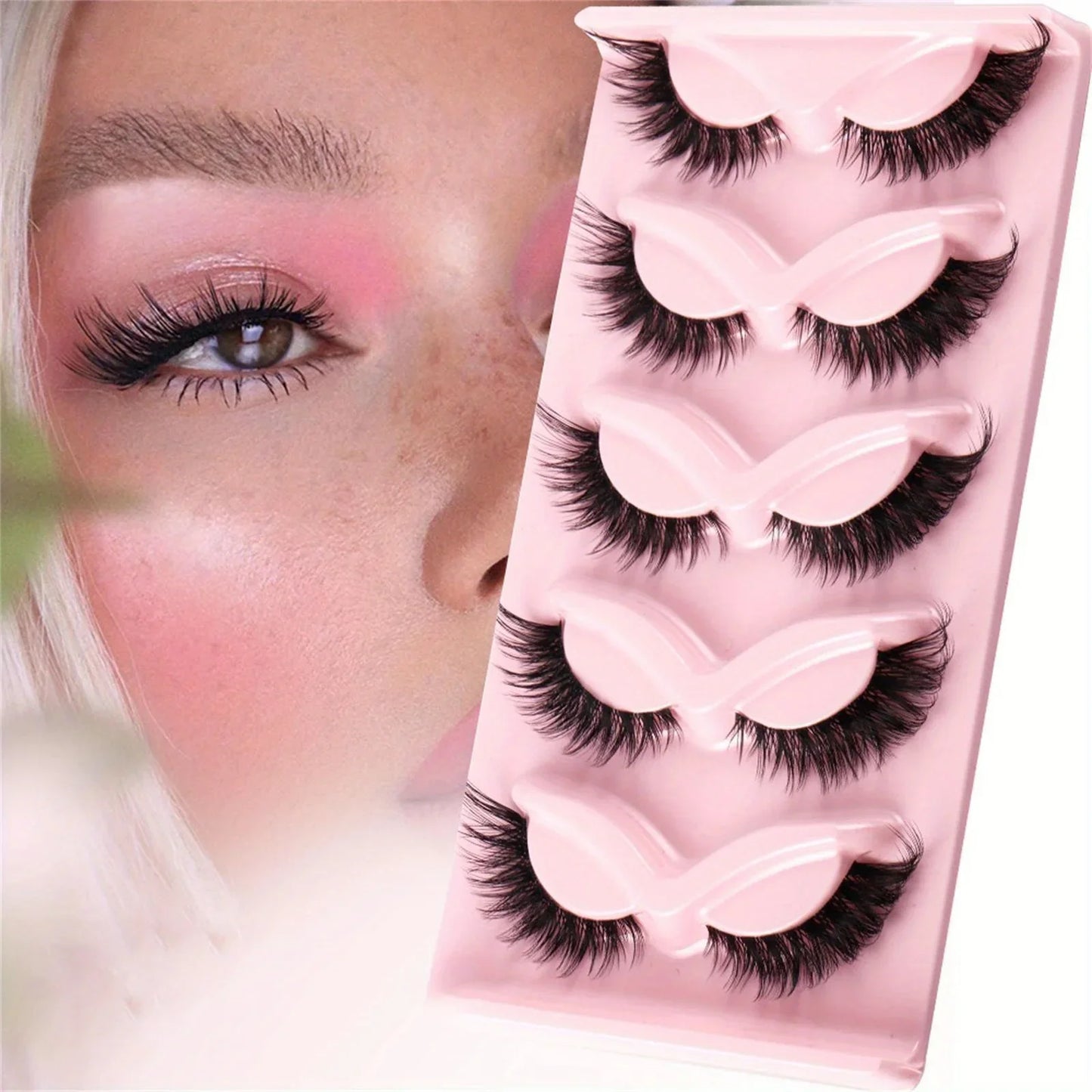 15Pairs 3-Pack Cat eye Eyelashes 3D Natural False Lashes Fluffy Soft Cross Clear Band Lashes Manga Lashes Wispy Eyelash Makeup
