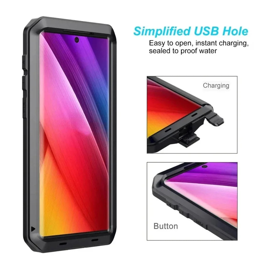 For Samsung Galaxy S24 S23 S22 S21 Ultra S10 S20 Plus Note 20 10 Luxury Armor Metal Heavy Duty Protection Case Shockproof Cover