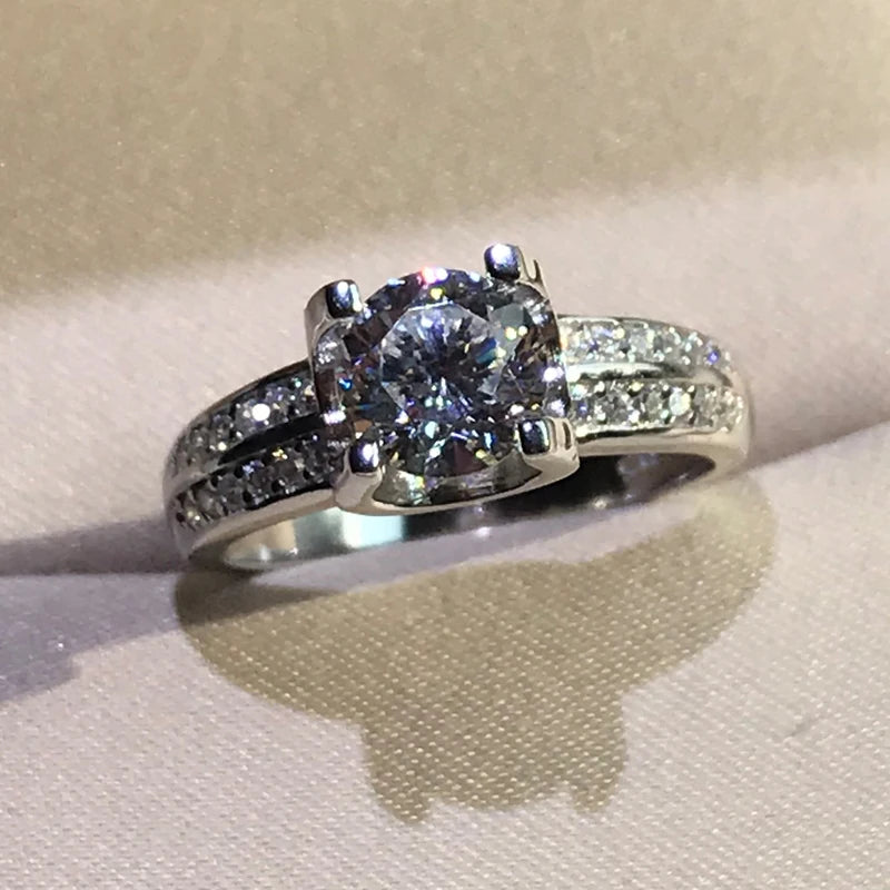 OXTAO Classic Engagement Ring 925 Sterling Silver Cubic Zirconia Engagement Promise Wedding Band Ring Jewelry Wedding Gift
