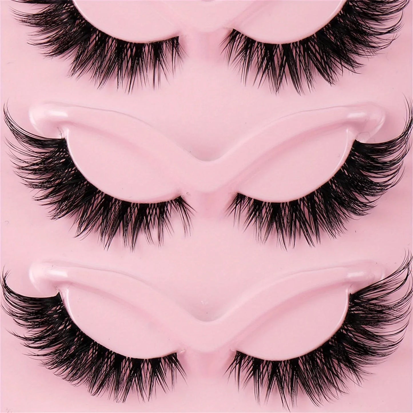 15Pairs 3-Pack Cat eye Eyelashes 3D Natural False Lashes Fluffy Soft Cross Clear Band Lashes Manga Lashes Wispy Eyelash Makeup