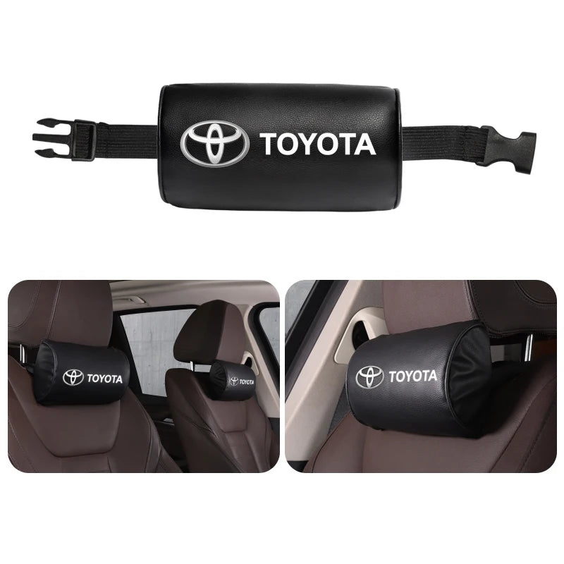 1Pcs Car Seat Headrest Auto Logo Neck Pillow For Toyota Hilux Aygo Ractis Caldina  Raize Voxy Rush Sienna Sequoia Camry Fortuner