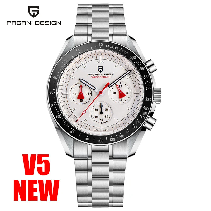 2026 New PAGANI DESIGN V6 Moon Men's Watcher Chronograph Quartz Watch Men Luxury AR Sapphire Ceramic Bezel Waterproof Luminous