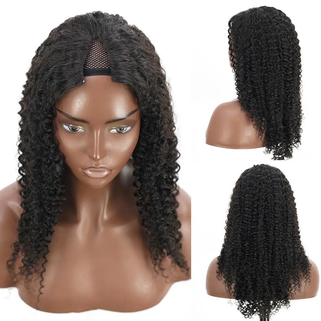 4C Afro Curly V Part Wig Human Hair 250% Glueless I Part Human Hair Wigs Brazilian Deep Wave 30 32 34 Inch Wigs For Women Sale