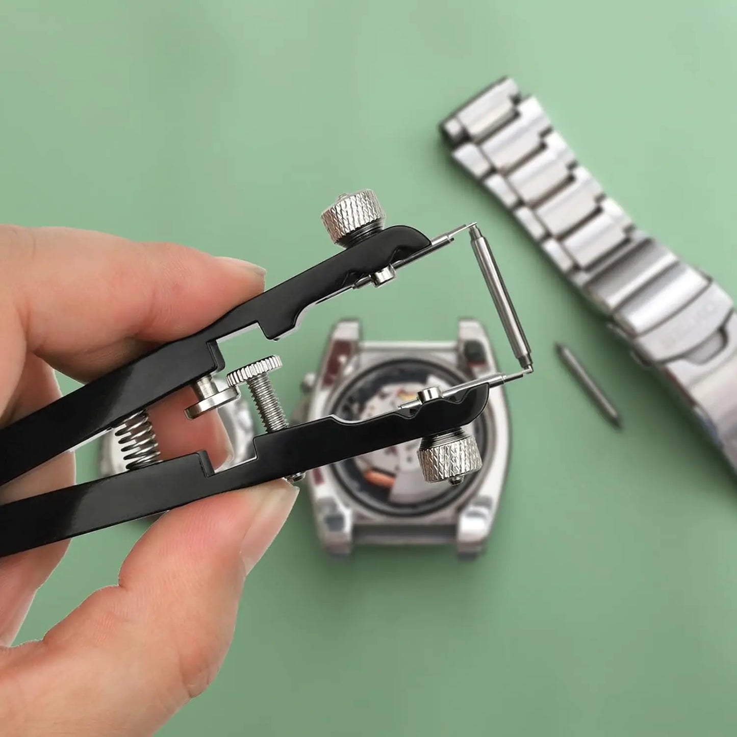 Watch Spring Bar Plier Tool Set Watchband Pliers with 10 Pins Watch Wrist Ban Repair Remove Tool Spring Plier Tweezer