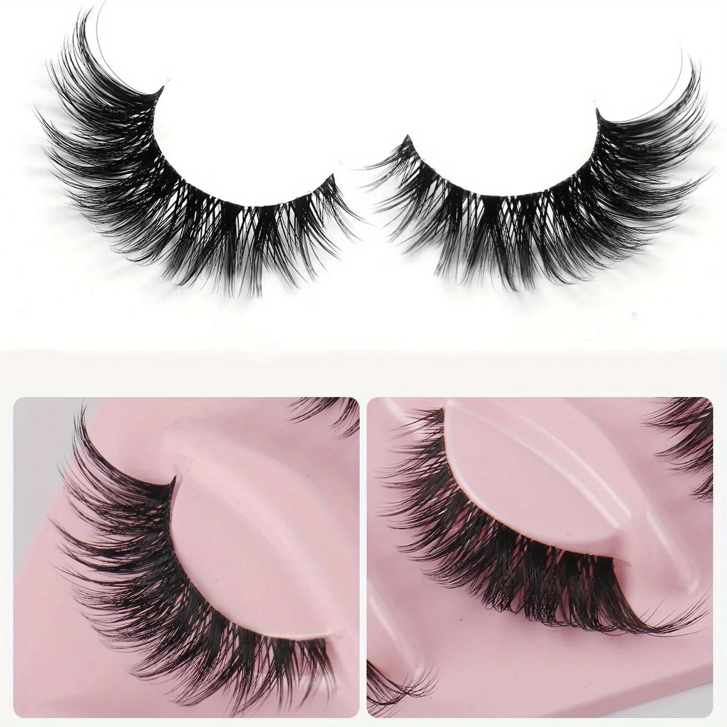 15Pairs 3-Pack Cat eye Eyelashes 3D Natural False Lashes Fluffy Soft Cross Clear Band Lashes Manga Lashes Wispy Eyelash Makeup