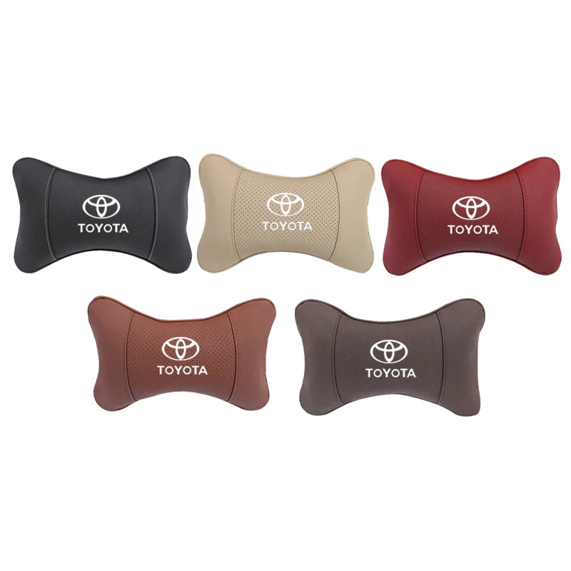 1Pcs Car Seat Headrest Auto Logo Neck Pillow For Toyota Hilux Aygo Ractis Caldina  Raize Voxy Rush Sienna Sequoia Camry Fortuner