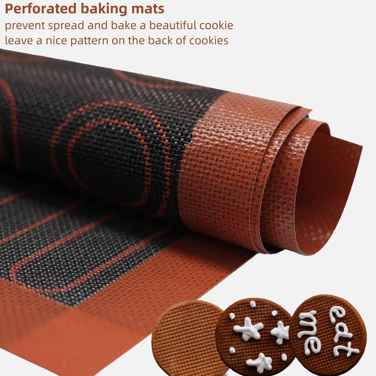 1PC Perforated Silicone Baking Mat, 2 Sides with Puff & Round Patterns, Reusable Non-stick Oven Liner, for Cookies Macaron Bread
