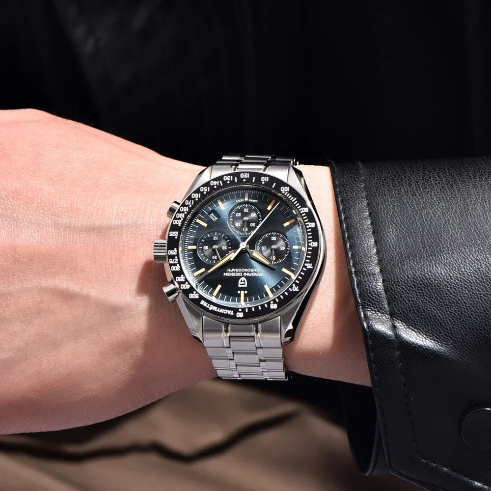 2026 New PAGANI DESIGN V6 Moon Men's Watcher Chronograph Quartz Watch Men Luxury AR Sapphire Ceramic Bezel Waterproof Luminous
