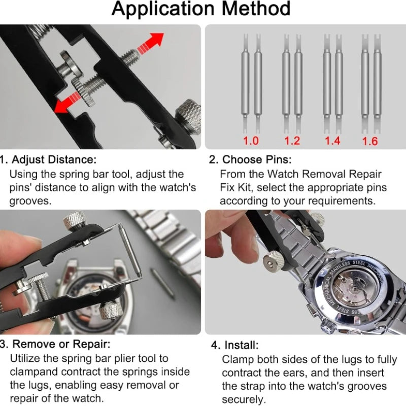 Watch Spring Bar Plier Tool Set Watchband Pliers with 10 Pins Watch Wrist Ban Repair Remove Tool Spring Plier Tweezer