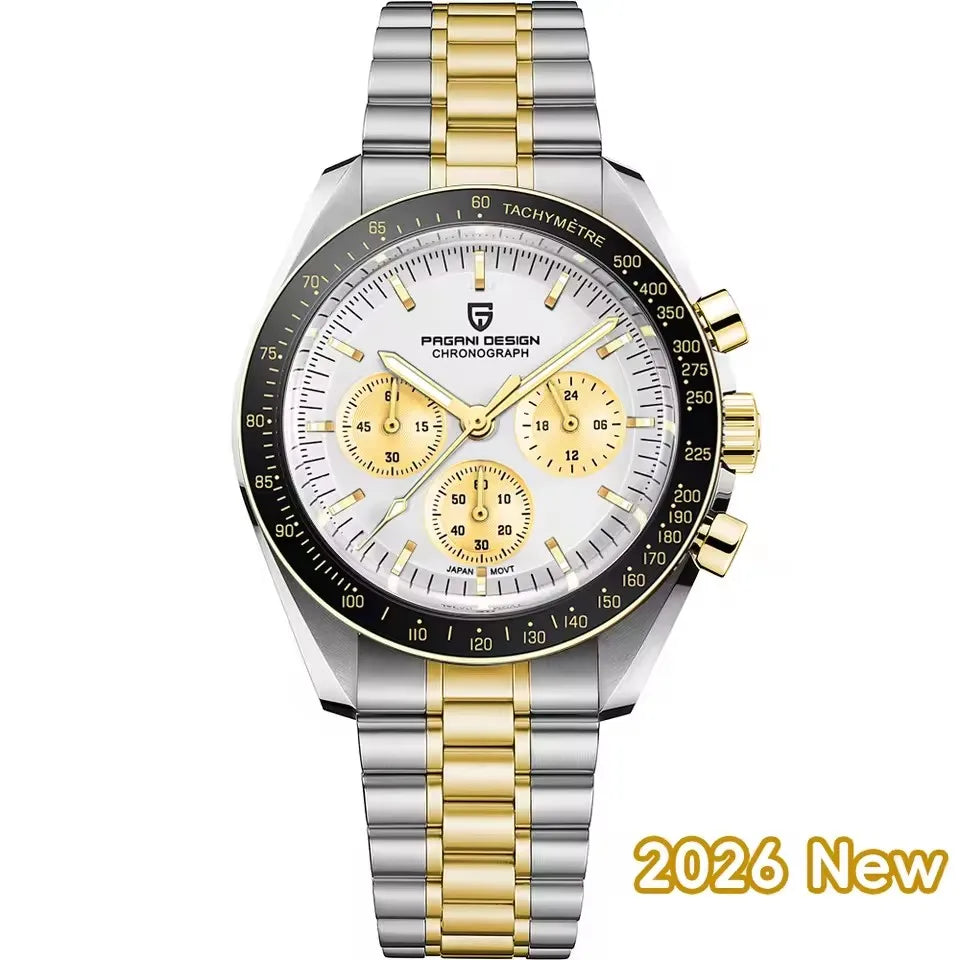 2026 New PAGANI DESIGN V6 Moon Men's Watcher Chronograph Quartz Watch Men Luxury AR Sapphire Ceramic Bezel Waterproof Luminous