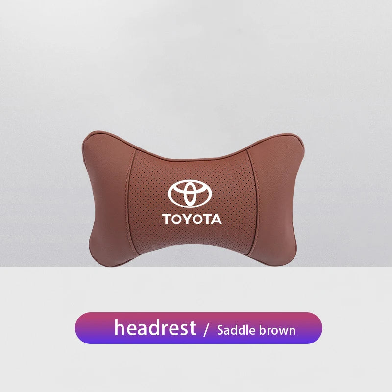 1Pcs Car Seat Headrest Auto Logo Neck Pillow For Toyota Hilux Aygo Ractis Caldina  Raize Voxy Rush Sienna Sequoia Camry Fortuner