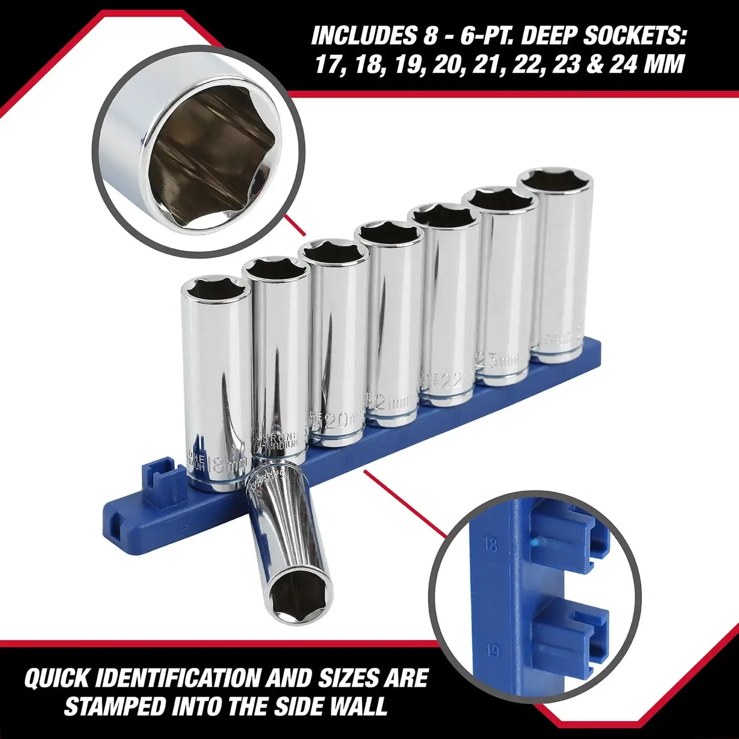 Hyper Tough 9-Piece,1/2-Inch Drive Deep Metric Socket Set, 5834