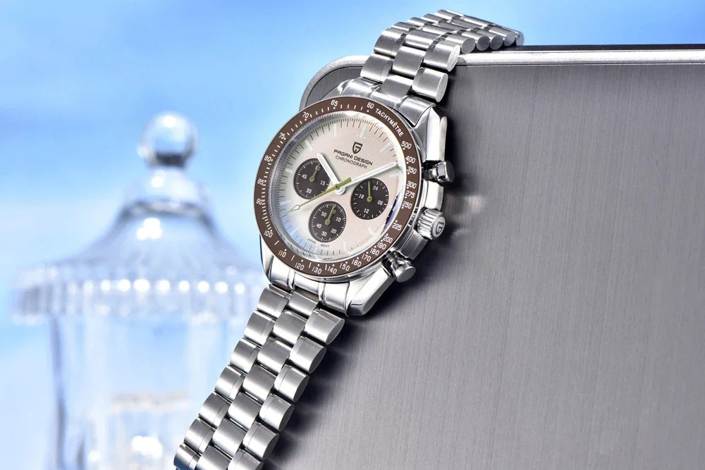 2026 New PAGANI DESIGN V6 Moon Men's Watcher Chronograph Quartz Watch Men Luxury AR Sapphire Ceramic Bezel Waterproof Luminous