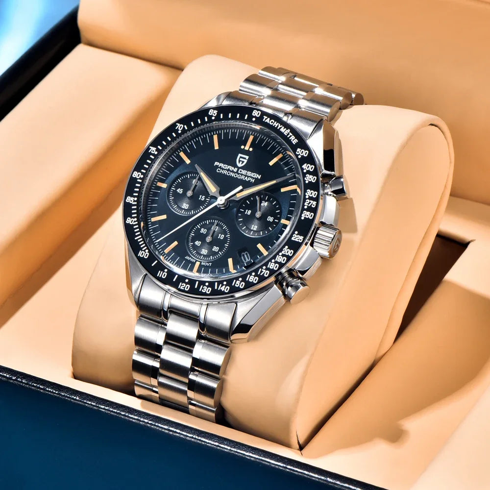 2026 New PAGANI DESIGN V6 Moon Men's Watcher Chronograph Quartz Watch Men Luxury AR Sapphire Ceramic Bezel Waterproof Luminous