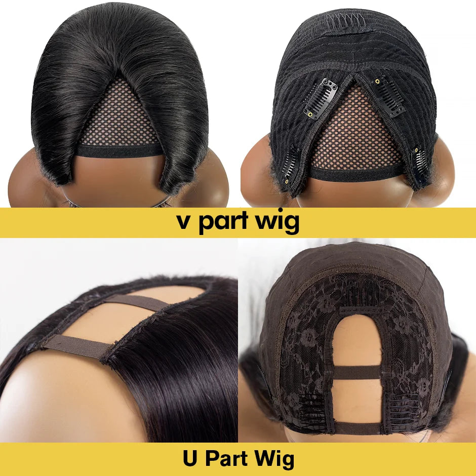 4C Afro Curly V Part Wig Human Hair 250% Glueless I Part Human Hair Wigs Brazilian Deep Wave 30 32 34 Inch Wigs For Women Sale