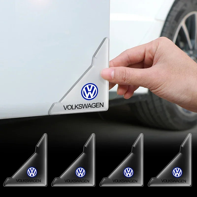 2PCS Transparent Car Door Corner Protector Covers Edge Guard Anti-Collision Scratch For Volkswagen Golf Polo TDI R32 MK4 GTI