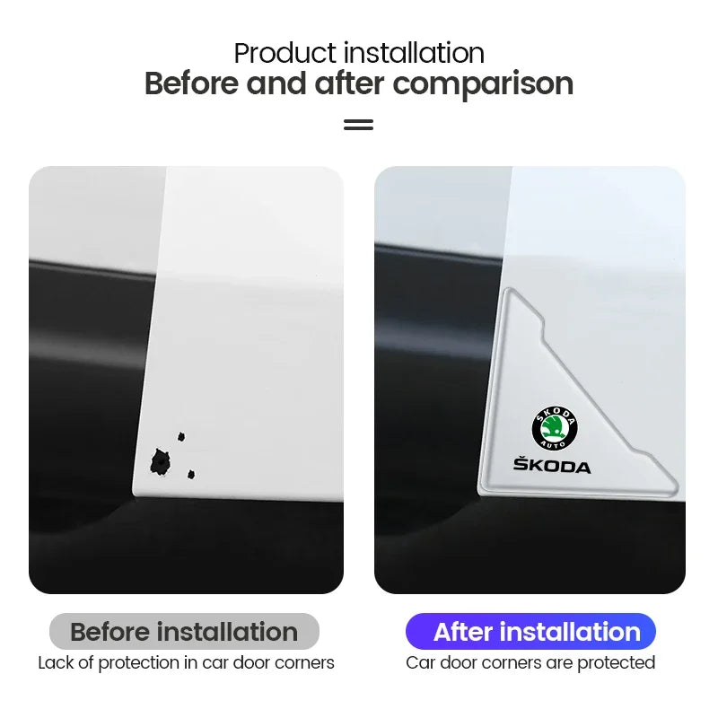 2pcs Car Door Corner Protection Sticker Anti-Collision Protector For Skoda Yeti VRIS Octavia a5 a7 Karoq Kamiq Fabia Kodiaq