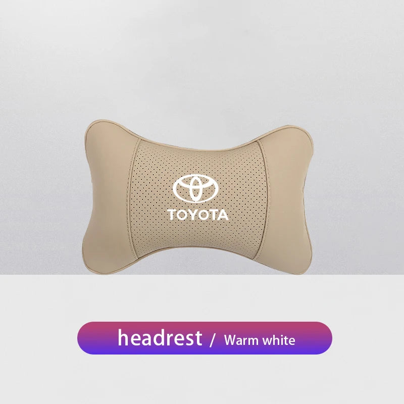 1Pcs Car Seat Headrest Auto Logo Neck Pillow For Toyota Hilux Aygo Ractis Caldina  Raize Voxy Rush Sienna Sequoia Camry Fortuner