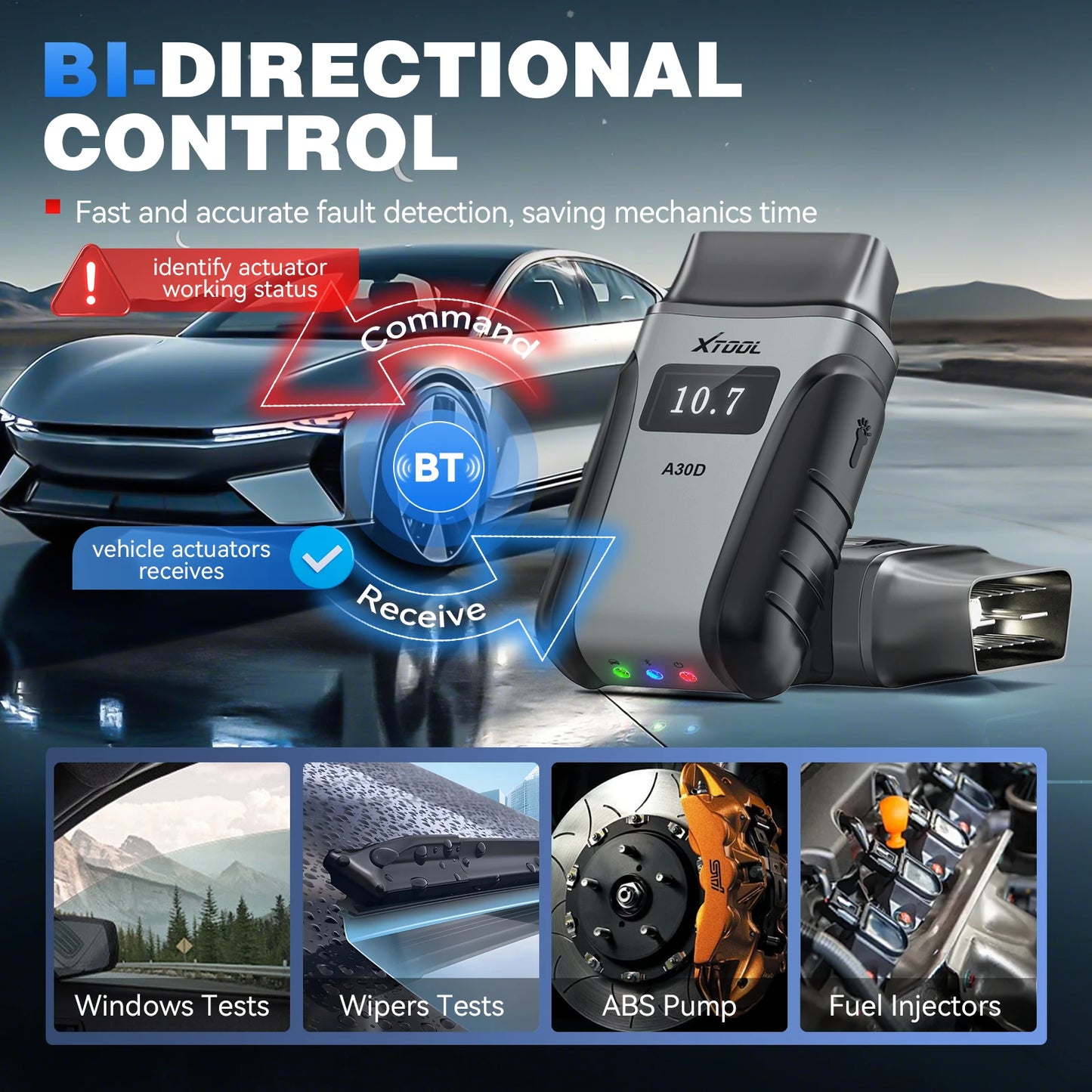 XTOOL Anyscan A30D Wireless automotive Scanner Lifetime Free Update Bidirectional Car OBD2 Code Reader with 19 Resets FCA CAN FD