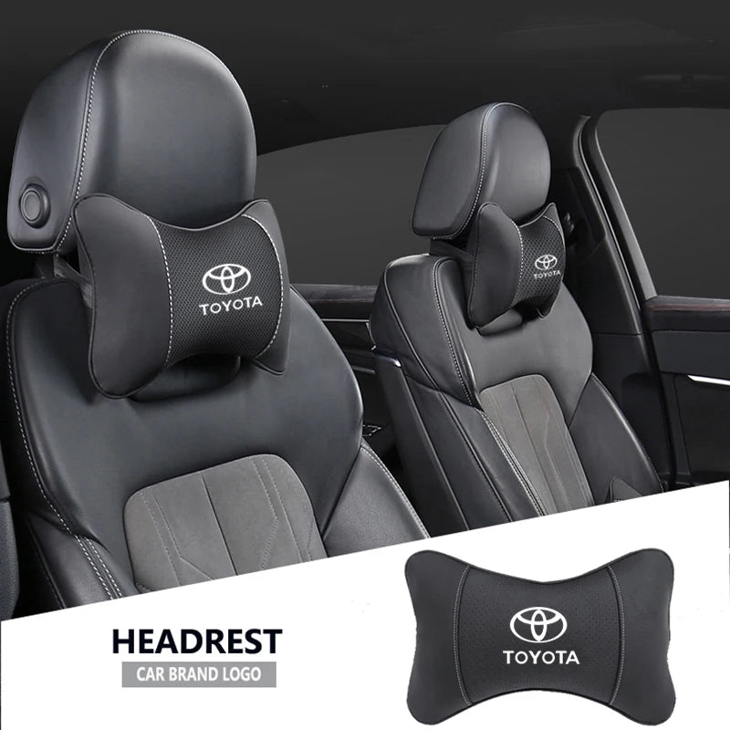 1Pcs Car Seat Headrest Auto Logo Neck Pillow For Toyota Hilux Aygo Ractis Caldina  Raize Voxy Rush Sienna Sequoia Camry Fortuner